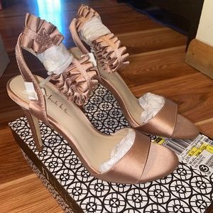 Brand New Blush Satin Sandals by Nicole Miller
